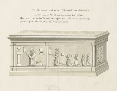 Eccleshall templom – Bentham püspök sírja: toll- és mosórajz, nd [XIX. század] (rajz) alkotó: John Robert Fernyhough