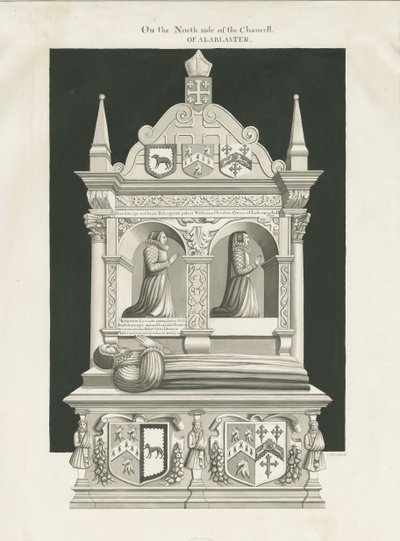 Eccleshall templom – William Overton püspök sírja: szépia rajz, nd [19. század] (rajz) alkotó: John Robert Fernyhough