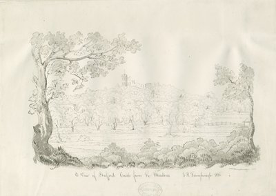 Stafford Castle - East View: toll és szépia rajz alkotó: John Robert Fernyhough