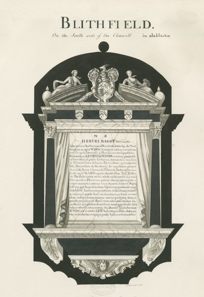 Tábla a Blithfield templomban – Sir Hervey Bagot, Bart.: szépia rajz, nd [?19. század] (rajz) alkotó: John Robert Fernyhough