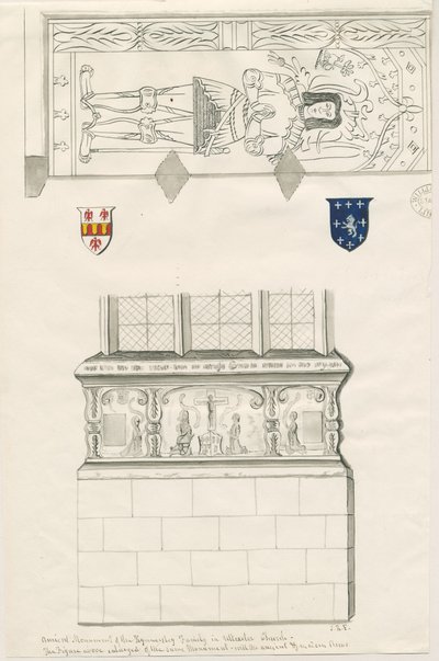 Uttoxeter templom – A Kinnersley család emlékműve: toll- és mosórajz, nd [19. század közepe] (rajz) alkotó: John Robert Fernyhough