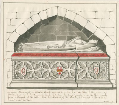 Uttoxeter templom – A Kynnersley család hölgy apátnőjének sírja: toll- és mosórajz, nd [19. század közepe] alkotó: John Robert Fernyhough