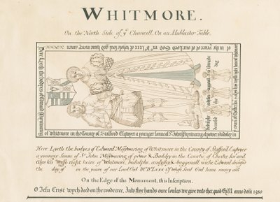 Whitmore Church – Emlékmű Edward Mainwaringnak: toll- és tusrajz, nd [19. század] (rajz) alkotó: John Robert Fernyhough