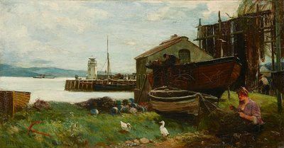 Mending the Nets, Ardrishaig (olaj, vászon) alkotó: John Robertson Reid