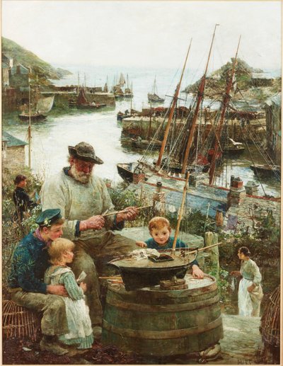 Hajómodell készítője kikötővel, 1908 alkotó: John Robertson Reid