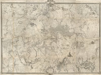 Pontos felmérés London városairól, Westminster városairól, Southwark egyik kerületéről és a tíz mérföld körüli országról alkotó: John Rocque