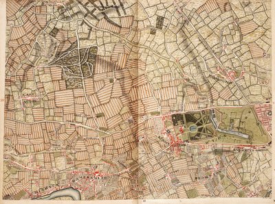 Acton, Paddington, Hyde Park és Kensington térképe alkotó: John Rocque