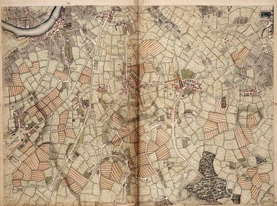 Vauxhall, Clapham, Peckham és Dulwich térképe alkotó: John Rocque