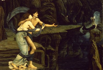 Orpheus és Eurydice a Styx folyó partján, 1878 alkotó: John Roddam Spencer Stanhope