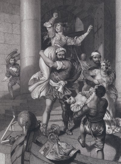 A velencei menyasszony elrablása (metszet) alkotó: John Rogers (after) Herbert
