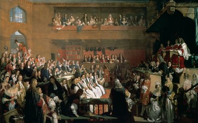 A hét püspök tárgyalása az alsóházban II. Jakab uralkodása alatt alkotó: John Rogers Herbert