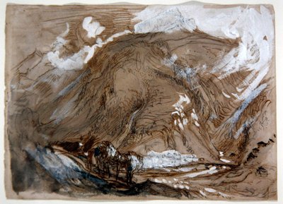 Alpine Valley, 1854 körül (ceruza, tus és akvarell fehérrel kiemelve papíron) alkotó: John Ruskin