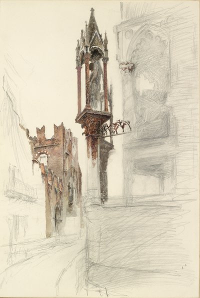 Cansignorio della Scala sírját körülvevő fülke tanulmányozása Veronában, 1869 alkotó: John Ruskin
