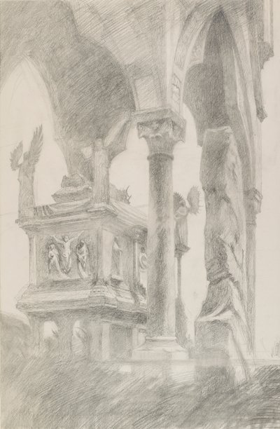 Mastino II della Scala sírjának tanulmányozása Veronában, 1869. alkotó: John Ruskin