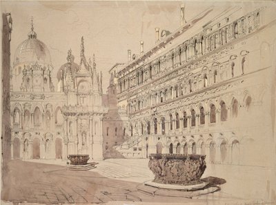 A hercegi palota udvara, Velence, 1841. május alkotó: John Ruskin
