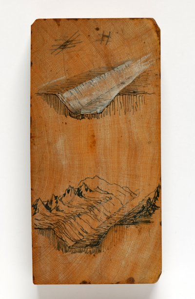 A Chamonix-völgy árka és a csúcsok az árok felett, 1856 körül (toll és tinta, valamint akvarell fán) alkotó: John Ruskin