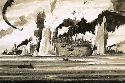 A Lancastra elsüllyedése St Nazaire-nél 1940 júniusában alkotó: John S. Smith