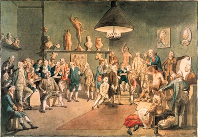 A londoni Királyi Akadémia akadémikusai, másolat Johann Zoffany (1733-1810) festményéről alkotó: John Sanders