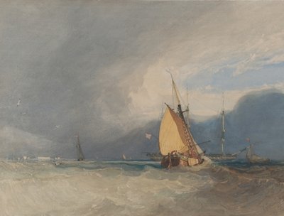 Hajók a parton, vihar közeledik, 1830. alkotó: John Sell Cotman
