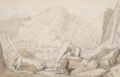 Domfront I, a "Normandia" sorozatból (ceruza és mosás papíron) alkotó: John Sell Cotman