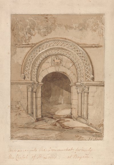 Bejárat a Kukoricapiacra, a korábbi Szent Lajos-kápolnába, Bayeux-ben alkotó: John Sell Cotman