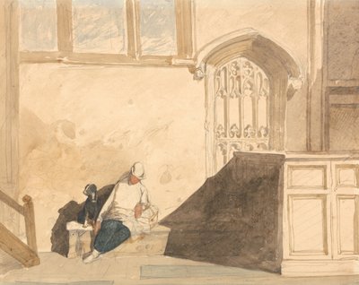 Futárfiú alszik a templomban alkotó: John Sell Cotman
