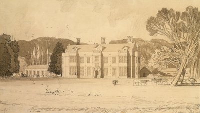 Felbrigg Hall, Norfolk, 1818 (ceruza és szürke mosás papíron) alkotó: John Sell Cotman