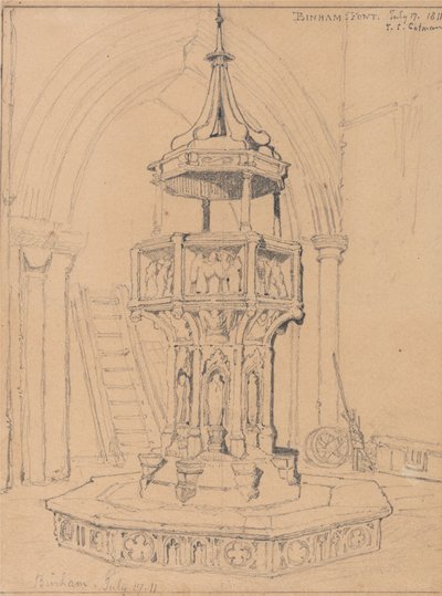 Font a Binham templomban, Norfolk alkotó: John Sell Cotman