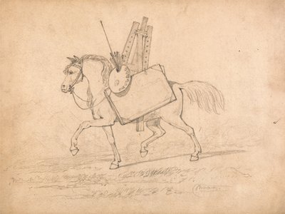 Művészi kellékekkel megrakott ló alkotó: John Sell Cotman