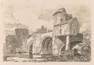 Liber Studiorum: Plate 26, Monnow Bridge, Monmouthshire, 1838. alkotó: John Sell Cotman