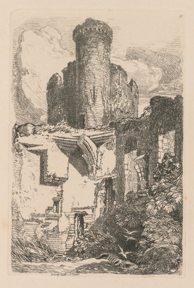Liber Studiorum: Plate 31, Conway Castle, N. Wales, 1838. alkotó: John Sell Cotman