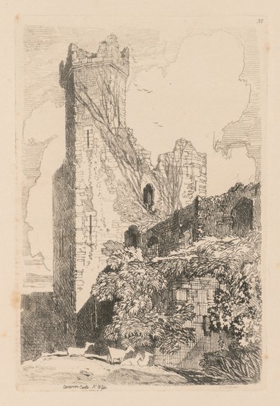 Liber Studiorum: Plate 32, Caernarvon Castle, N. Wales, 1838 alkotó: John Sell Cotman