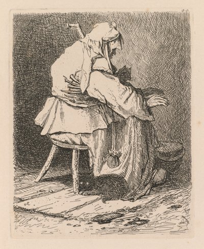 Liber Studiorum: 44. tábla, Vázlat Rembrandt után, 1838. alkotó: John Sell Cotman