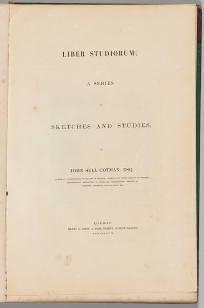 Tanulmányok könyve: Címlap, 1838 alkotó: John Sell Cotman