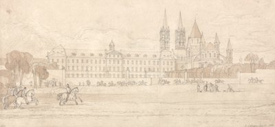 Katonai Iskola és Szent István Apátsági Templom Caenben alkotó: John Sell Cotman
