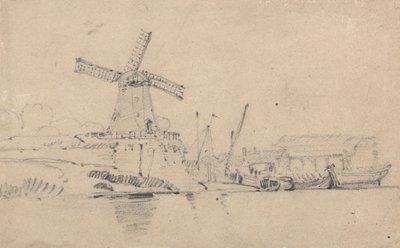 Folyó és szélmalom alkotó: John Sell Cotman