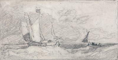 Vitorlások és csónakok a háborgó tengeren alkotó: John Sell Cotman