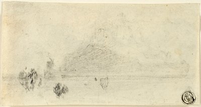 Mont Saint Michel vázlata (recto); Épületek a víz mellett (fordítva) alkotó: John Sell Cotman