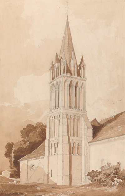 Délkeleti kilátás az Ifs-templomra, Caen közelében, Normandia alkotó: John Sell Cotman
