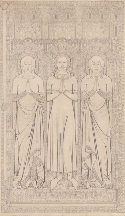 Robert Braunche és két feleségének sírrézsora a Szent Margit-templomban, Lynn, Norfolk, 1364. alkotó: John Sell Cotman