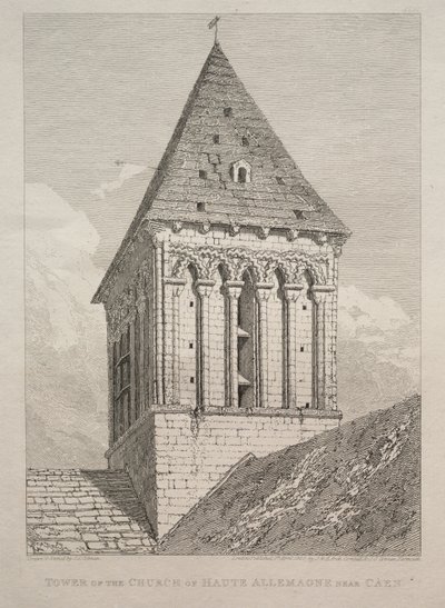 A Haute allemagne templom tornya Caen közelében. alkotó: John Sell Cotman
