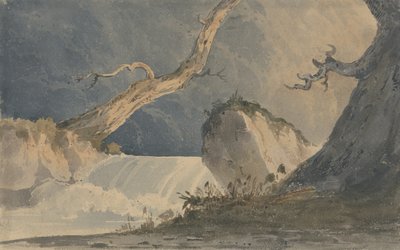 Vízesés elhagyatott tájon (akvarell papíron) alkotó: John Sell Cotman