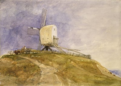 Szélmalom egy dombon, 19. század alkotó: John Sell Cotman