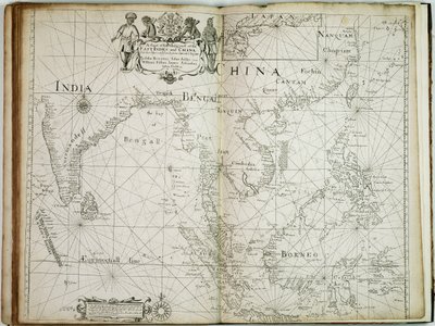 Kelet-India és Kína kereskedelmi részének térképe, a szomszédos szigetekkel, Surrat-tól Japánig. alkotó: John Seller