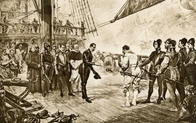 A spanyol armada admirálisa visszaadja a dárdáját Francis Drake-nek (1540-1596) alkotó: John Seymour (after) Lucas