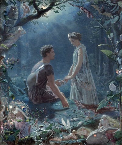 Szentivánéji álom, Lysander és Hermia - Hermia és Lysander, Szentivánéji álom - John Simmons (1823-1876) alkotó: John Simmons