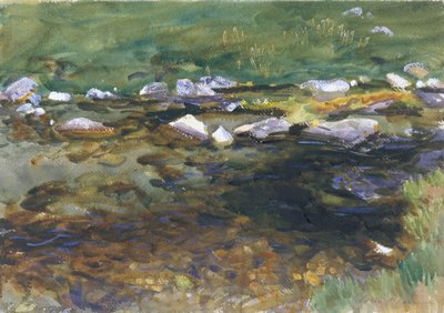 Brook and Meadow, 1907 körül (wc, gouache és grafit fehér szőtt papíron) alkotó: John Singer Sargent