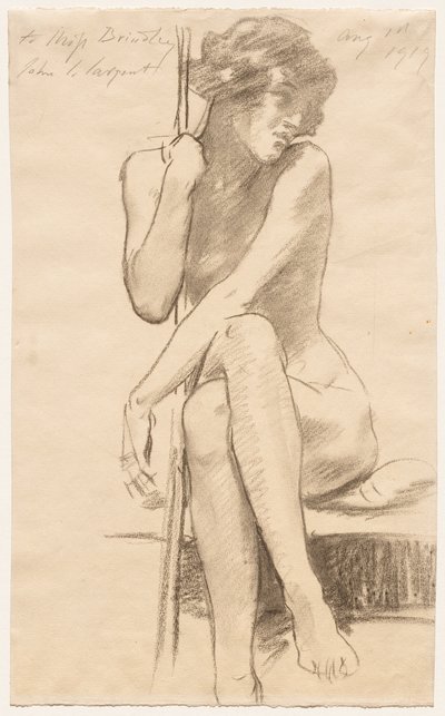 Alacsony padon ülő meztelen nő alkotó: John Singer Sargent