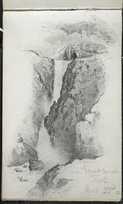 Great Cascade, Tivoli, Olaszország, 1869. április 22. (grafit törtfehér szőtt papíron) alkotó: John Singer Sargent