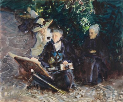 A Generalife-ban, 1912 (wc, viaszkréta és grafit fehér szőtt papíron) alkotó: John Singer Sargent